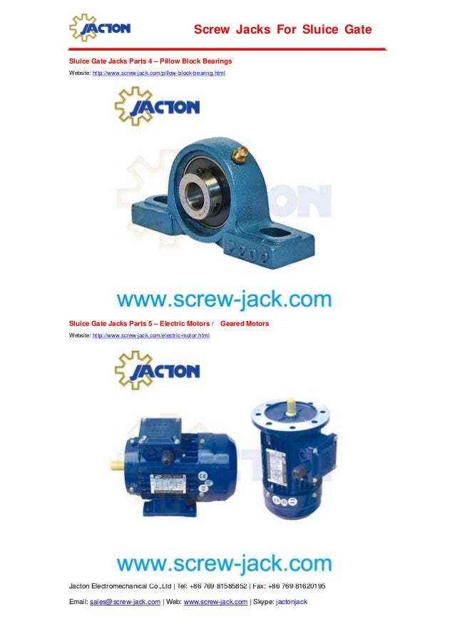 Motorized screw jack hoisting sluice gates, worm gear screw jack