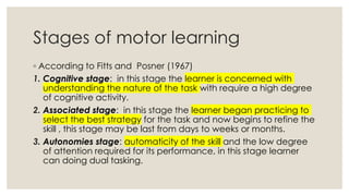 Cognitive Motor Learning Motor learning and control from theories to practical | PDF