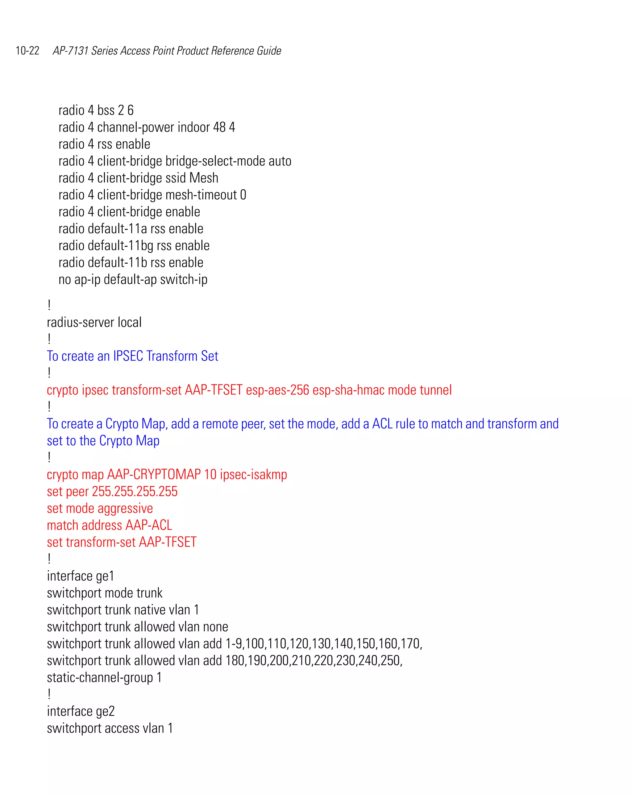 Motorola ap 7131 series access point product reference guide