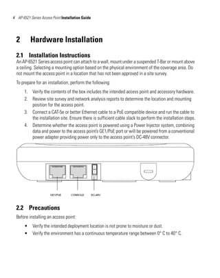 Motorola solutions ap6521 access point installation guide (part no. 72 ...
