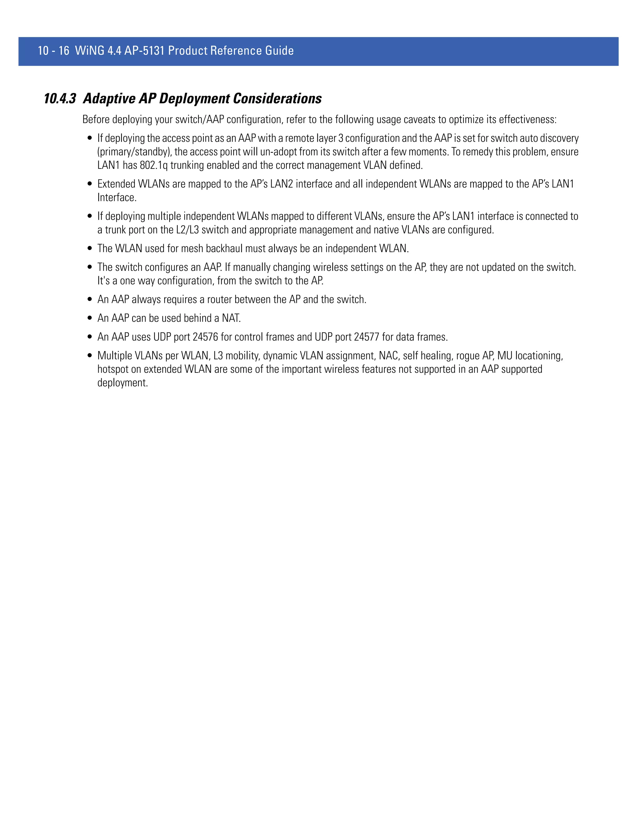 Motorola solutions wing 4.4 ap51xx access point product reference guide (part no. 72 e 157066-01 rev. a)