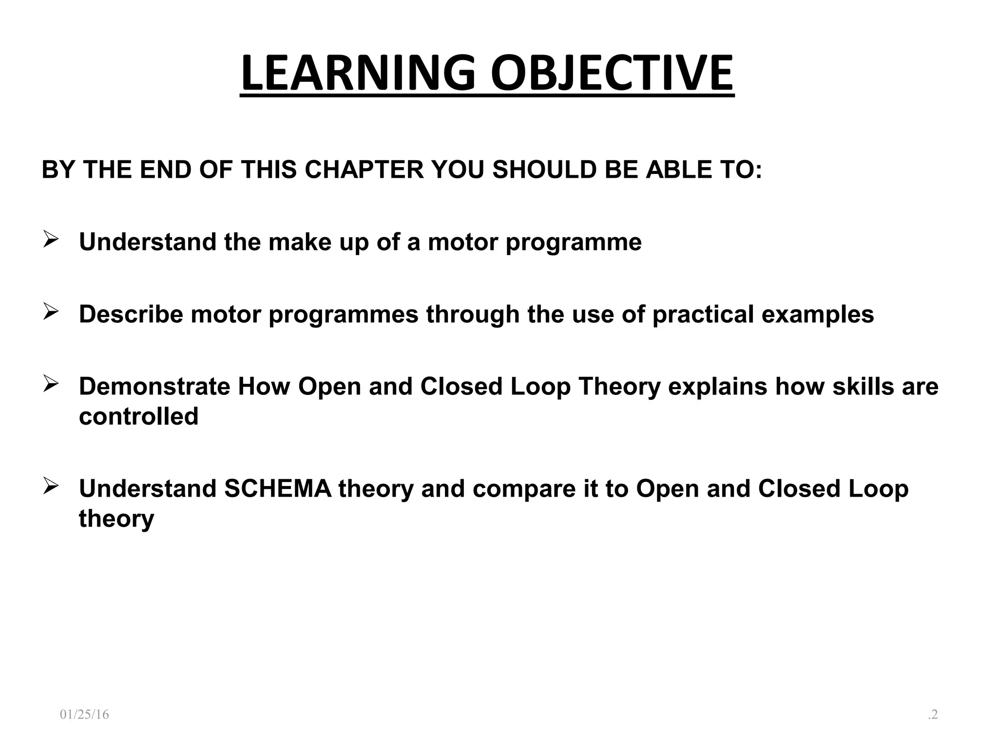 Motor programmes PPT