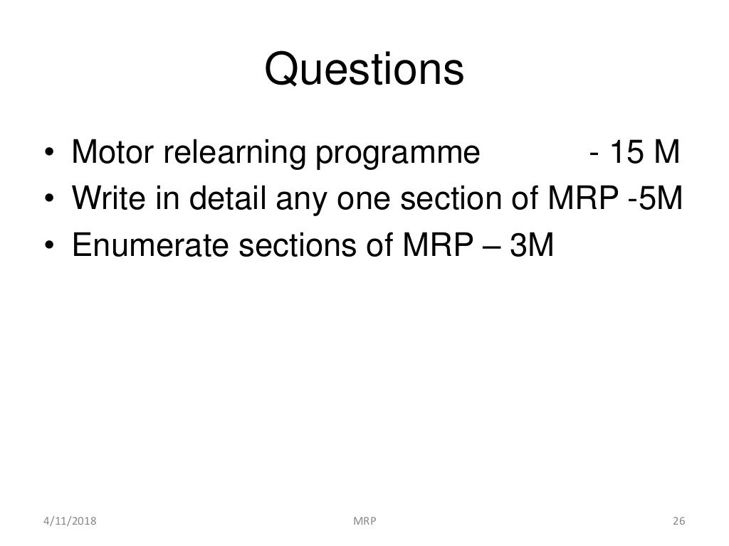 Motor relearning programme