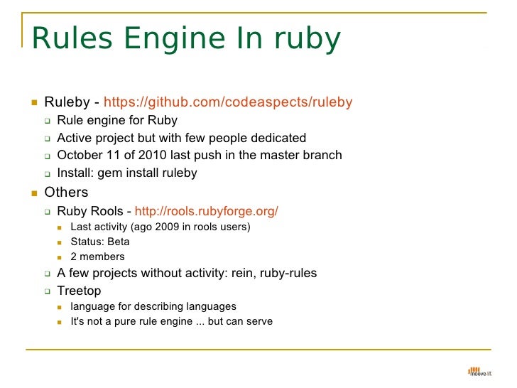 Rules Engine - java(Drools) & ruby(ruleby)