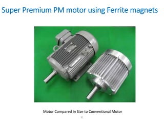 Super Premium PM motor using Ferrite magnets
31
Motor Compared in Size to Conventional Motor
 