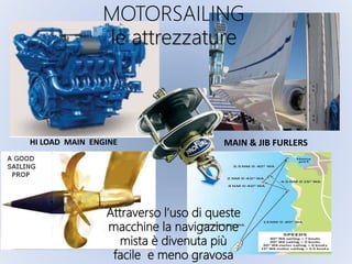 HI LOAD MAIN ENGINE MAIN & JIB FURLERS
Attraverso l’uso di queste
macchine la navigazione
mista è divenuta più
facile e meno gravosa
MOTORSAILING
le attrezzature
 