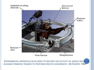  Experimental apparatus developed to record the activity of single neurons in awake primates trained to perform specific movements : Ed Evarts 1960 