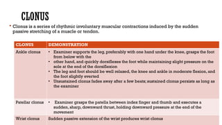 Left Clonus Comprehensive Motor System Examination: Techniques and Clinical ...