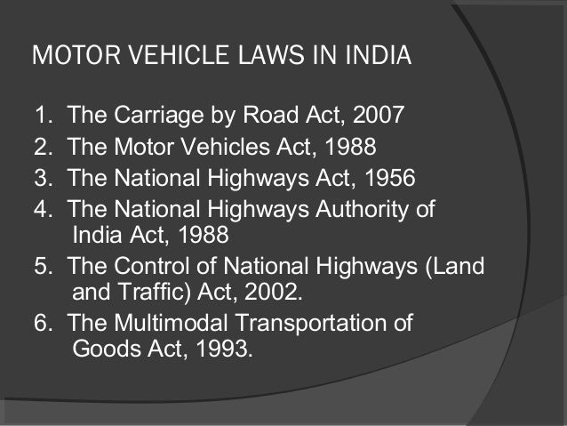 An Introduction to Motor Vehicles Act, 1988