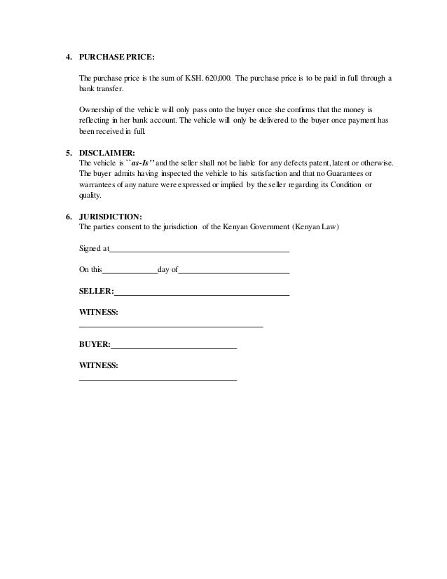 Car Sale Agreement Pdf Kenya Car Sale and Rentals