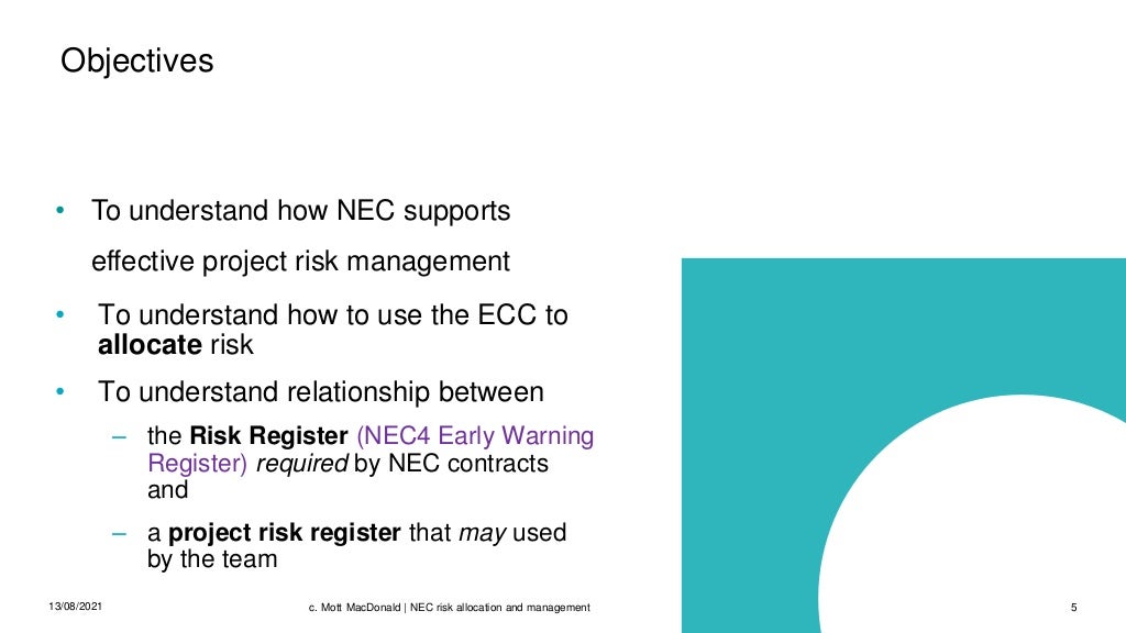 NEC Contracts The Risk Register/Early Warning Register and risk all…