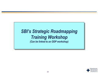 23
SBI’s Strategic Roadmapping
Training Workshop
(Can be linked to an ODP workshop)
 