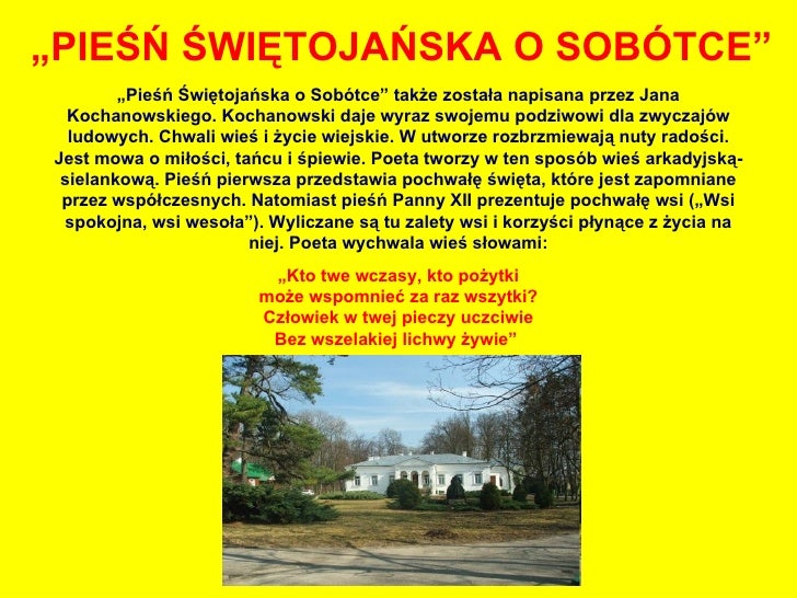 Pieśń świętojańska O Sobótce Streszczenie Daniel Liszka i Tomek Liszka