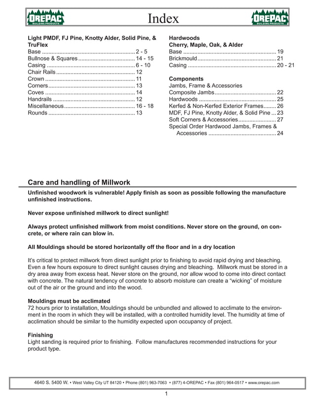 Orepac Moulding Catalog PDF