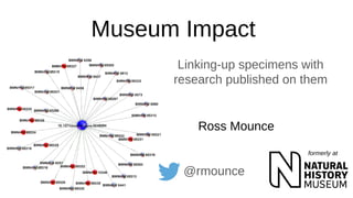 Museum Impact
Linking-up specimens with
research published on them
Ross Mounce
@rmounce
formerly at
 