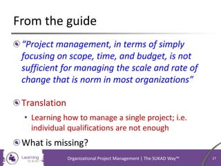 From the guide
“More organizations are starting to recognize
that project management means more than
having good project m...