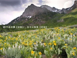 你不能改變 【 容貌 】 ，但可以展現 【 笑容 】 