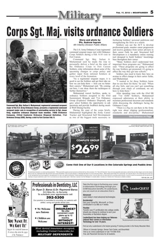 Feb. 17, 2012 — MOUNTAINEER                                              5



Corps Sgt. Maj. visits ordnance Soldiers                                                                                                               Story and photo by
                                                                                                                                                      Pfc. Andrew Ingram
                                                                                                                                                                                                                                     furthering Soldiers’ personal ambitions and
                                                                                                                                                                                                                                     strengthening the force as a whole.
                                                                                                                                                4th Infantry Division Public Affairs                                                     Soldiers can use the ACT to develop
                                                                                                                                                                                                                                     professional goals, monitor career progression
                                                                                                                                            The U.S. Army Ordnance Corps regimental                                                  and receive guidance from senior advisers in
                                                                                                                                        command sergeant major met with Ordnance                                                     their career field, he said. Structured Self
                                                                                                                                        Corps Soldiers during a Feb. 8-10 visit to                                                   Development is a mandatory online training
                                                                                                                                        Fort Carson.                                                                                 tool designed to build Soldiers’ knowledge
                                                                                                                                            Command Sgt. Maj. Sultan A.                                                              base throughout their career.
                                                                                                                                        Muhammad said he made the trip to                                                                “Many Soldiers don’t understand how
                                                                                                                                        personally deliver a brief on the state of                                                   important these programs are,” Muhammad
                                                                                                                                        the Ordnance Corps to Fort Carson                                                            said. “These programs are going to affect
                                                                                                                                        Soldiers, relay information about some of the                                                the way Soldiers get promoted; it’s going to
                                                                                                                                        upcoming changes to corps policy and                                                         affect the way they get into schools.”
                                                                                                                                        gather input from enlisted Soldiers at                                                           Soldiers also need to know they have an
                                                                                                                                        every level of the formation.                                                                avenue to effect change in their career fields,
                                                                                                                                            “As a regimental sergeant major, it is                                                   said Muhammad.
                                                                                                                                        good to see the Soldiers and get their take on                                                   “I wanted to let these Soldiers know
                                                                                                                                        how we can help them — how can we better                                                     that we are there for them,” he said. “When
                                                                                                                                        their careers,” Muhammad said. “By coming                                                    all else fails, and you can’t get something
                                                                                                                                        out here, I can show them the techniques to                                                  through your chain of command, we are
                                                                                                                                        further themselves.”                                                                         here to help them.”
                                                                                                                                            Muhammad toured facilities, spoke to                                                         After spending time with the 43rd SB
                                                                                                                                        ordnance Soldiers assigned to the 43rd                                                       and 71st EOD Soldiers, Muhammad
                                                                                                                                        Sustainment Brigade and 71st Ordnance                                                        expressed admiration at their ability to
                                                                                                                                        Group (Explosive Ordnance Disposal), and                                                     maintain professional decorum and standards
                                                                                                                                        gave select Soldiers the opportunity to ask                                                  while discussing the challenges facing the
Command Sgt. Maj. Sultan A. Muhammad, regimental command sergeant                                                                       questions and provide feedback during meals                                                  Ordnance Corps.
major of the U.S. Army Ordnance Corps, presents a regimental command                                                                    at Wolf Dining Facility.                                                                         “There is a big cry out there in the Army
sergeant major coin in recognition of outstanding service to Sgt. Jesse                                                                     During the state of the corps briefs,                                                    right now about slipping professionalism,
King, explosive ordnance disposal team member, 748th Ordnance                                                                           Muhammad highlighted the Army Career                                                         standards and discipline,” Muhammad
Company, 242nd Explosive Ordnance Disposal Battalion, 71st                                                                              Tracker and Structured Self Development
Ordnance Group (EOD), during a visit to Fort Carson Feb. 9.                                                                             as two of the biggest tools necessary to                                                                                        See Ordnance on Page 7



 SET INCLUDES SOFA, LOVESEAT, COCKTAIL                                                                                                                                                                                                                                     SET INCLUDES PANEL HEADBOARD, MATTRESS,
 TABLE, 2 END TABLES AND 2 LAMPS                                                                                                                                                                                                                                       NIGHTSTAND, DRESSER, MIRROR AND MEDIA CHEST
                                                                                                                                                                              MILITARY
                                                                                                                                                                          ALLOTMENTS
                                                                                                                                                                           ACCEPTED!

                                                                                                                                                               CHOOSE YOUR
                                                                                                                                                       COMPLETE GROUP
                                                                                                                                                                    FOR ONLY




  90 DAYS SAME AS CASH PRICE: $1,052.61
                                                                                                                                           $
                                                                                                                                                   26                              99
                                                                                                                                             VENTA DE PRESIDENTS DAY. ESCOGE TU JUEGO
                                                                                                                                              COMPLETO POR SOLO $26.99 SEMANALES*.
                                                                                                                                                  MIRA ADENTRO PARA LOS DETALLES
                                                                                                                                                                                     PER WEEK*



                                                                                                                                                                                                                                                                           90 DAYS SAME AS CASH PRICE: $1,012.13




                                                                    **
                                                                               15
                                                                                MIL
                                                                                      OFF
                                                                                                %
                                                                                                †                                Come Visit One of Our 9 Locations in the Colorado Springs and Pueblo Area
                                                                                                      T
                                                                                   ITA           O  UN
                                                                                       RY    ISC
                                                                                            D




                                               The advertised transaction is a rental-purchase agreement. *Offers good while supplies last and cannot be combined with any other promotion. The “Total of All Payments” does not include applicable sales taxes or optional fees and other charges (such as late charges)
 ren




                                          58




                                               that you may incur. Advertised rental rates and terms are for new merchandise. Prices not valid outside U.S. Advertised rate begins on 2/13/12 and ends 2/20/12. †Must present valid military ID to receive offer. 15% discount refers to 15% off the total rent-to-own cost
       ce
                                     77
   ta




            nte                          7.    on any new agreement and may be applied to new agreements for new or pre-leased merchandise. Product availability may vary by store. Free-rent offers will not reduce total rent or purchase-option amounts. You will not own the merchandise until the total amount
                  r. c o            87
                         m   800.              necessary to acquire ownership is paid in full or you exercise your early purchase option. Ownership is optional. See Store Manager for complete details. Consulta con el Gerente de la Tienda para los detalles completos.
                                                                                                                                                                                                                                                                                                   ROP1202_MIL_COL




                                                        Professionals in Dentistry, LLC                                                                              Take the first step in furthering your career
                                                                                                                                                                     in Information Technology through your
                                                                                                                                                                     GI Bill Education benefits. At LeaderQuest,
                                                        Dr. Ryan D. Baros & & Dr. Ryan D. Baros
                                                          Dr. Raymond Baros Dr. Raymond Baros
                                                                                                                                                                     you can count on an education that is:
                                                                         513 Kiva Dr., in Security
                                                                    To schedule your appointment call                                                                Advanced:
                                                                                            392-5300                                                                 Learn today’s most advanced technologies
                                                          Our practice is committed to providing our patientswith
                                                          Our practice commited to providing our patients with                                                       Accelerated:
                                                                  skilled, caring and gentle dental care.
                                                                  skilled,        and gentle dental care.                                                            Earn your CompTIA, Microsoft, or Cisco
                                                                                                                                                                     certification in as little as 4 weeks
                                                                                                              NO
                                                                                                                                                                     Flexible:
                                                                 We Welcome                               INSURANCE?                                                 Transfer your IT certification into college credits
                                                                                                                 We offer
                                                                new Patients                                 convenient credit                                       should you choose to continue to earn your
                                                                                                                                                                     Associates or Bachelors degree
                                                                                                              plans up to 12
                                                                  Children are                                   months.                                             LeaderQuest has been helping our Veterans

 You Name It..                                                                                                 WITHOUT                                               unleash their careers in information                                                 The person pictured is not an actual service member
                                                                  Welcome                                                                                            Technology for over 10 years.
                                                                                                              INTEREST!
  We Got It!                                                  Most dental insurance accepted,
                                                                                                                                                                     Find out why LeaderQuest is the fastest growing IT training provider in the Rocky Mountain West.
 Support the wonderful businesses                                                                                                                                    Offices in Colorado Springs, Denver Tech Center, and Broomfield
  & services that adorn the pages                             including United Concordia for                                                                         Visit us at: www.LeaderQuest or Call 719-596-4545
        of the Mountaineer.                                        MILITARY DEPENDENTS                                                                               Free Job Placement Services for all students.
 