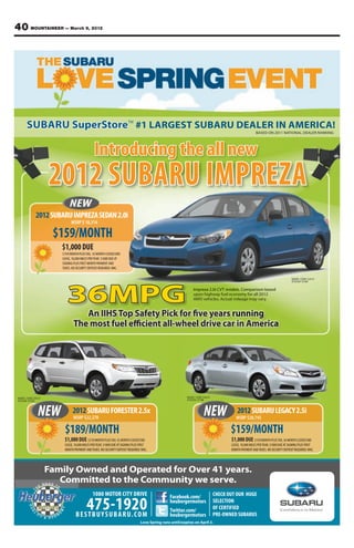 34 MOUNTAINEER — March 9, 2012
                                                                                                                              Sponsored by
                                                                                                                                Your source for Property Management
                                                                                                                                         All County affordable military

  W
  Welcome Home
   elcome Home
   Your source for affordable military housing in the Colorado Springs area.
                                                                                                                                         “The” Property Management Team for Military
                                                                                                                              housing in 719-445-7172
                                                                                                                                          the Colorado Springs area.
                                                                                                                                            www.AllCountyCS.com
                                                                                                                                   For advertising information call 329-5236

                                                                                                                                     OVER $21,000,000 CLOSED SALES IN 2011




                                                                                           Bobbi Price
                                                                                                                                     • Past Recipient Realtor Sales Person of the Year
                                                                                                                                     • Platinum Legend Award Winner
                                                                                                                                     • Member OF Elite 25  Peak Producers • Top 1% Nationally
                                                                                                                                     BOBBI PRICE:
                                                                                                                                     719-499-9451
                                                                                                                                     JADE EDMISTEN: 719-201-6749
                                                                                                                                     WEBSITE: WWW.BOBBIPRICE.COM
                                                                                                                                     EMAIL: bobbiprice@aol.com
                                                                                                                                                                                                          2011 Best of the
                                                                                                                                                                                                          Springs Realtor –
                                                                                                                                                                                                          The Independent


                                                                                             WHEN YOU’RE SERIOUS ABOUT REAL ESTATE
                                                                                                                    918 Arrawanna Street – Maizeland Village - $149,900
                                                                                                                                                          Beautiful professionally remodeled open  bright
                                                                                                                                                           4 bedroom, 2 bath 1830 sq. ft. bi-level with 1-car
                                                                                                                                                        garage • Beautiful new oak  tile kitchen with black 
                                                                                                                                                        stainless appliances • 2 new tiled baths • New carpet
                                                                                                                                                         tile ﬂoors • Fresh paint inside  out • New windows,
                                                                                                                                                        doors, lighting, electrical panel, hardware, furnace, 
                                                                                                                                                             hot water heater • Immaculate. MLS# 795623

                                                                                                                          3980 Barrelwood Court – Briargate - $239,900
                                                                                                                                                       Immaculate condition • Traditional ﬂoor plan complete
                                                                                                                                                       with covered front porch • 2632 sq. ft. with 5 bedroom,
                                                                                                                                                         3 ½ bath Richmond 2-story • 10,000 sq. ft. corner
                                                                                                                                                       cul de sac lot • Vaulted family room  master • 5 piece
                                                                                                                                                       master bath • 2-tiered deck • Stainless steel appliances
                                                                                                                                                           • Hardwood ﬂoors • New carpet • Bay windows
                                                                                                                                                                  • Dist 20 schools. MLS# 763020

                                                                                                                           8260 Radcliff Drive – Brairgate - $279,900
                                                                                                                                                       Immaculate 3161 sq. ft. 4 bedroom, 3 ½ bath 2-story
                                                                                                                                                     Campbell Laramie on ¼ acre lot backing to walking path
                                                                                                                                                      park • Therapeutic swim spa • Island kitchen • 2-story
                                                                                                                                                      entry, family room,  living room with walls of windows
                                     All County Property Management                                                                                  • Hardwood throughout main level • Walls of windows •
                                                                                                                                                       Main level den w/ glass French doors. MLS# 784596
                                          www.AllCountyCS.com
                                             719-445-7172                                                             4470 Wavy Oak Drive – Wissler Ranch - $695,000
                                                  Owned by Retired Military
                                                                                                                                                          Gorgeous like new 5945 sq. ft. 5 bedroom, 6 bath
                                                                                                                                                     1 1/2-story on 2.75 treed acres • Main level master suite 

              LET US RENT YOUR HOME                                                                                                                   laundry • Walkout basement • 3-car garage • Slab granite
                                                                                                                                                      stainless island kitchen • 2 ﬁreplaces • Loft • 22x15 dorm
                                                                                                                                                     like kids bedroom • All beds have private baths • Cathedral
           PCSing? Relocating? Let us take care of renting your home.                                                                               knotty pine ceiling in 2-story great room • 2nd kitchen or wet
          From marketing and tenant screening to lease negotiation and                                                                                 bar • 6.5 mi to I-25, 1.2 mi to Hwy 83 • Easy commute to
                                                                                                                                                              Denver or Colorado Springs. MLS# 784596
             rent collection…We’re Property Management Experts.

                       Featured Properties For Rent                                                                          MORE GREAT LISTINGS
                                                                                             2430 Palmer Park Boulevard #108                     5575 Molly Lane                        11595 Grassland Road
                                                                                                      Heritage Park                                Black Forest                              Peaceful Valley
                                                                                                         $55,900                                    $199,900                                   $399,900
                                                                                                    Condo/Under Contract                               Land
                                                                                                                                                                                        22 Broken Wheel Circle
                                                                                                  610 E Las Animas Street                      119 Southpark Road                            Broken Wheel
                                                                                                         Fort Worth                          Colorado Mountain Estates                         $399,900
                                                                                                          $88,900                                    $199,900
                                                                                                                                                                                            400 Karen Lane
                                                                                                 20470 Warriors Path Drive                       7111 Araia Drive                            Woodland Park
                                                                                                        Rivers Divide                              Creek Terrace                               $399,900
                                                                                                          $89,900                                    $229,900
                                     6554 Thistlewood Dr.           6535 Amethyst Ct                         Land                                                                      14280 E Coachman Drive
         867 Daffodil St.                                                                                                                      4511 Valencia Circle
                                                                                                                                                      Village 7                               Black Forest
           5 Bedroom                      2 Bedroom                    3 Bedroom                   2513 Chimayo Drive
                                                                                                         Security                                    $239,900                                  $400,000
             3 Bath                         2 Bath                       3 Bath                         $119,900                                                                        Short Sale/Under Contract
                                                                                                                                              2815 Elm Meadow View
            District 8                    District 49                  District 11                       Under Contract                           Mackenzie Place                      5780 Harbor Pines Point
             $1450                          $1300                        $1600                   4518 S Chamberlin Court                             $239,900                            Mountain Shadows
                                                                                                     Stratmoor South                          4570 Hagerwood Street                          $425,000
                                                                                                        $124,900                                     Briargate                                Town Home
    To see all our available properties and services we offer, go to www.allcountycs.com                 Under Contract                              $249,900                             345 Via Linda Vista
                                                                                                 4325 S Chamberlin Court                           Under Contract                         Garden of the Gods
                                                                                                     Stratmoor South                            744 Duclo Avenue                              $425,000
                                                                                                        $129,900                                 Manitou Springs                             Under Contract
                                                                                                         Under Contract                             $249,900                              600 Pembrook Drive
                                                                                               7035 Ash Creek Heights #103                            Income                                 Woodland Park
                                                                                                       Stetson Hills                             5535 Molly Lane                               $425,000
    Do I need perfect credit to get                                                                     $135,900
                                                                                                   1354 Hiawatha Drive
                                                                                                      Cimarron Hills
                                                                                                                                                   Black Forest
                                                                                                                                                    $250,000
                                                                                                                                                       Land
                                                                                                                                                                                         4122 Peyton Highway
                                                                                                                                                                                                 Falcon
                                                                                                                                                                                               $449,900
    a VA Home Loan?                                                                                     $144,900
                                                                                                         Under Contract
                                                                                                   1507 Shasta Drive
                                                                                                                                                 5610 Molly Lane
                                                                                                                                                   Black Forest
                                                                                                                                                    $250,000
                                                                                                                                                                                        1317 E. Madison Street
                                                                                                                                                                                              Patty Jewett
                                                                                                                                                       Land                                    $449,900
                                                                                                     Pikes Peak Park
                                                                                                        $149,900                                 5570 Molly Lane                       3427 W. Fontanero Street
    You don’t need perfect credit, but you do need good credit. You need                        1672 Summernight Terrace                           Black Forest                            Las Piedras Estates
                                                                                                      Summer Night                                  $275,000                                   $475,000
    to show the lender you have the ability and willingness to pay your bills                           $154,900                                       Land                                5840 Ravina Court
    on time. Most lenders will put the most weight on the last 12 months of                              Under Contract                          5530 Molly Lane                           Mountain Shadows
                                                                                                    3903 Fetlock Circle                            Black Forest                                $475,000
    credit history. If you have had some credit issues in the past they will                           Vista Grande                                 $275,000                            1420 Cedar Ridge Lane
                                                                                                        $154,900                                       Land                                     Oak Hills
    want to see this was an isolated incident and that you have taken steps                              Under Contract                          913 S. 8th Street                             $475,000
    to prevent it from happening again. If you have had a bankruptcy the                         6647 Sleeping Giant Drive                       Promontory Point                            Under Contract
                                                                                                      Sundown North                                 $299,900                            9150 Chipita Park Road
    lender will most likely require you to wait 2 years from the discharge. If                           $166,900                            Commercial/Under Contract
                                                                                                                                                                                                Cascade
                                                                                                 14510 Club Villa Drive #D                   1205 W. High Point Lane                           $535,000
    you have had a foreclosure, they may make you wait 3 years.                                    Club Villa Townhomes                         High Point Gardens
                                                                                                                                                     $299,900                             936 Longspur Lane
                                                                                                         $189,900                                                                              Fox Pines
    To ﬁnd out how your credit is call or email me. vaquestion@yahoo.com                                  Town Home                          39820 Big Springs Road                            $565,000
                                                                                                   510 N Chestnut Street                               Rush
                                                                                                          Skyline                                    $349,900                          5512 Vantage Vista Drive
                                                                                                         $189,900                            5521 Calamity Jane Lane                       Mountain Shadows
                                                                                                                                                   Indigo Ranch                                $575,000
                                                                                                     5615 Molly Lane
                     Tammie Van Deusen                                                                 Black Forest                                  $359,900                            15645 Pole Pine Point
                                                                                                         $195,000                              6125 Waterfall Loop                        Black Forest Reserve
                     Loan Ofﬁcer                                                                                                                                                               $599,900
                                                                                                             Land                                Manitou Springs
                                                                                                                                                     $375,000                                Under Contract
                     719-310-3438                                                                1590 Garden Vista Grove
                                                                                                 Garden Vista Townhomes                         3745 Saints Court                       1198 Red Rock Circle
                     7660 Goddard Ave., Suite 100                                                       $199,500                                Garden of the Gods                    Red Rocks at Beaver Creek
                                                                                                          Town Home                                  $375,000                                $650,000
                     Colorado Springs, CO 80920
                     tvandeusen@vipmtginc.com                  NMLS: 514878
                                                                                                             www.BobbiPrice.com
 