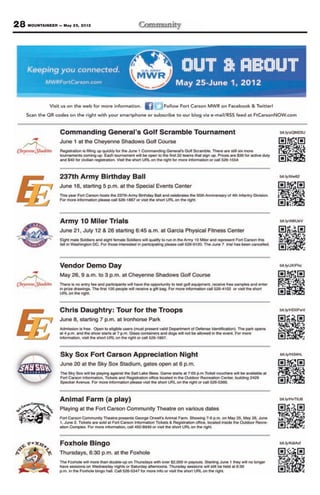 May 25, 2012 — MOUNTAINEER           13

                                                                                           Carson honors
                                                                                           fallen hero
                                                                                                   1st Lt. Alejo Rene
                                                                                                        Thompson
                                                                                                    July 2, 1982 – May 11, 2012

                                                                                                1st Lt. Alejo Rene Thompson was born
                                                                                           July 2, 1981, in Los Angeles. He enlisted in
                                                                                           the Army in 2000 and completed Basic
                                                                                           Training and Advanced Individual Training,
                                                                                           graduating as a signal support systems
                                                            Photos by Pfc. Andrew Ingram   specialist. He then graduated from Airborne
Above: Soldiers assigned                                                                   School in 2001 and was transferred to the 2nd Battalion, 503rd Airborne
to 2nd Battalion, 12th                                                                     Infantry Regiment, 173rd Airborne Brigade Combat Team at Vicenza, Italy.
Infantry Regiment, 4th                                                                          He deployed in 2004 to Iraq for 10 months with 2nd Bn. As a staff
Brigade Combat Team,                                                                       sergeant, Thompson entered the Green to Gold program and graduated from
4th Infantry Division, fire                                                                California State University — San Bernardino in 2010 as a distinguished
a 21-gun salute during a                                                                   military graduate with a Bachelor of Arts in criminal justice. He was
memorial ceremony in                                                                       commissioned as a signal officer in 2010 and branch detailed infantry. He
honor of 1st Lt. Alejo Rene                                                                graduated from Air Assault School, Infantry Basic Officer Leadership Course
Thompson at Soldiers                                                                       and Ranger School and was transferred to Fort Carson where he was assigned
Memorial Chapel, Monday.                                                                   to 1st Bn., 12th Inf. Reg., 4th Brigade Combat Team, 4th Infantry Division. He
                                                                                           deployed to Afghanistan as the platoon leader from 2nd Platoon, Company A,
                                                                                           1st Bn., 12th Inf. Reg., March 4.
                                                                                                Thompson’s awards and decorations include the Bronze Star Medal, Purple
                                                                                           Heart, Army Commendation Medal with oak leaf cluster, Army Good Conduct
        Right: Sgt. Dennis Kerr,                                                           Medal with bronze clasp (three knots), National Defense Service Medal,
              bugler, Ivy Division                                                         Afghanistan Campaign Medal with bronze star, Iraq Campaign Medal with bronze
        Band, plays taps during                                                            star, Global War on Terrorism Expeditionary Medal, GWOT Service Medal, Army
           a memorial ceremony                                                             Noncommissioned Officer Professional Development Medal, Army Service
         in honor of 1st Lt. Alejo                                                         Ribbon, Overseas Service Ribbon, NATO Medal with two bronze stars, Combat
              Rene Thompson at                                                             Infantryman Badge, Parachutist Badges, Air Assault Badge and Ranger Tab.
              Soldiers’ Memorial                                                                Thompson is survived by his wife, Alejandra; son, Alex; daughter, Lannhey;
                Chapel, Monday.                                                            father, Alejo; mother, Evelyn; and brothers, Anthony and Charles.




    WELCOME



                                     This is PPCC. Please join us in welcoming PPCC’s new Dean of Business, Public
                                     Service  Social Science, Bree Langemo, J.D. Joining PPCC from one of the
                                     nation’s leading community colleges, Bree brings a blend of private industry and
                                     educational expertise to our college. She is looking forward to developing community              ppcc.edu | 719.502.2000
                                     partnerships that help improve student success and expand curriculum.
 