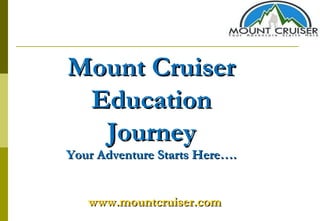 Mount Cruiser Education Journey Your Adventure Starts Here…. www.mountcruiser.com   