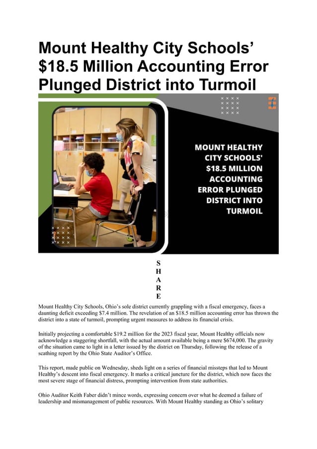 Mount Healthy City Schools' 18.5 Million Accounting Error Plunged