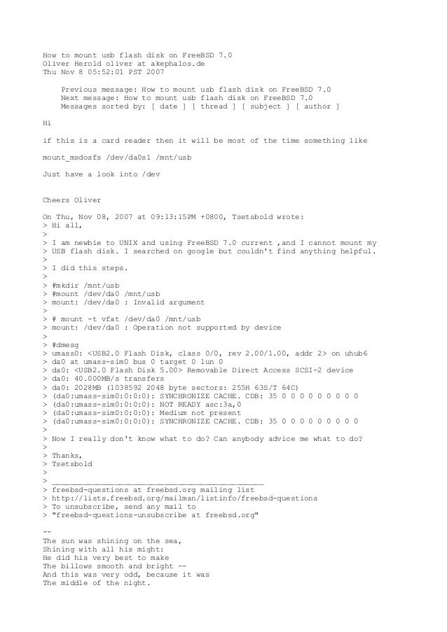Mounting usb free bsd
