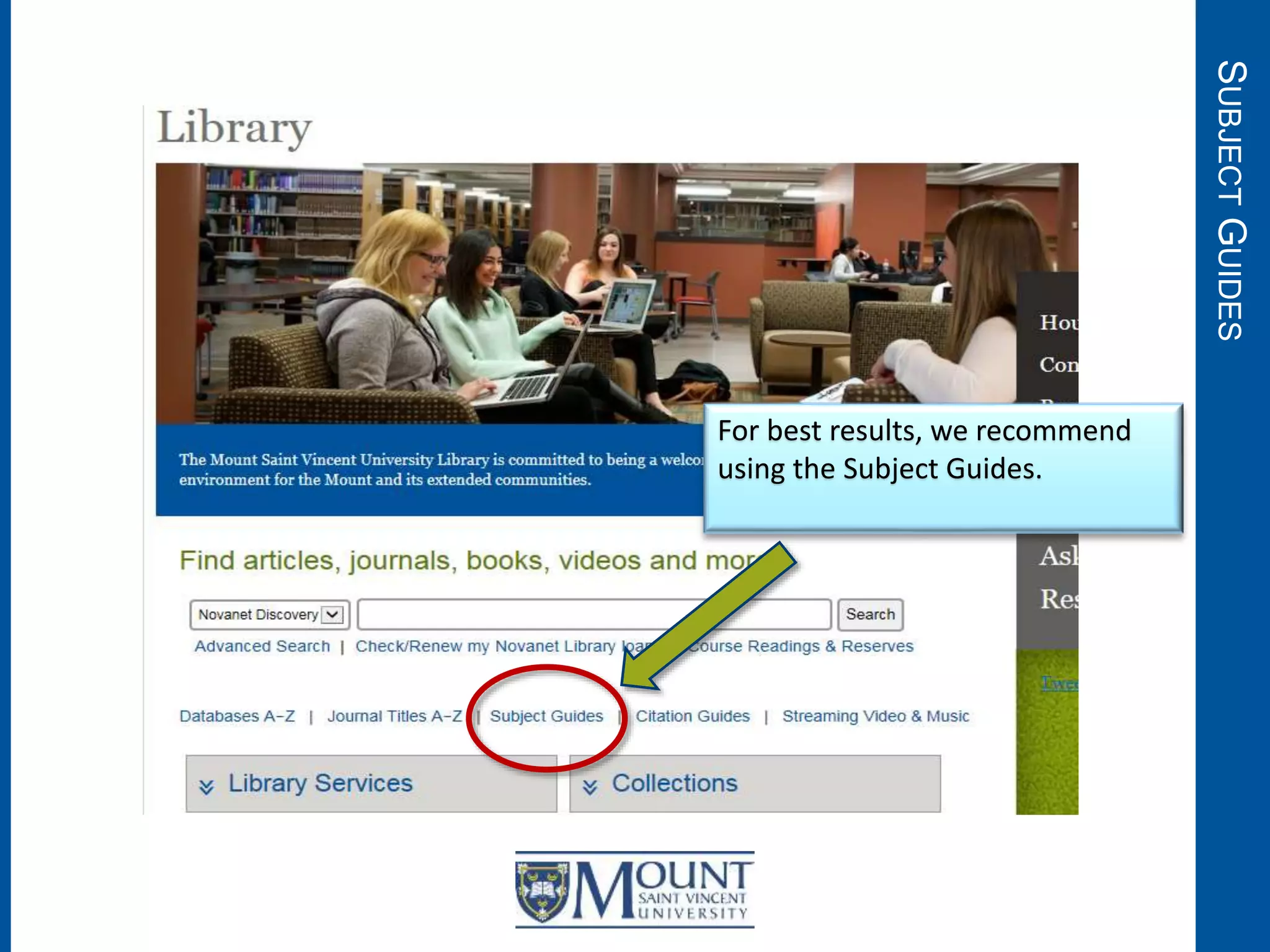 SUBJECTGUIDES
For best results, we recommend
using the Subject Guides.
 