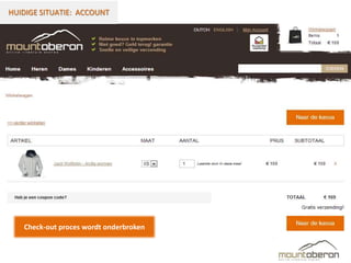 HUIDIGE SITUATIE: ACCOUNT




   Check-out proces wordt onderbroken
 