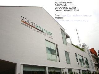 232 Whitley Road
Bukit Timah
SINGAPORE 297824
Contact: (65)-6250 8333
Email: mpvc@mountpleasant.com.sg
Website:
http://www.mountpleasant.com.sg
 