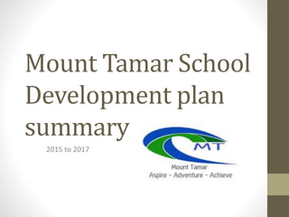 Mount Tamar School
Development plan
summary
2015 to 2017
 