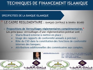 SPECIFICITEES DE LA BANQUE ISLAMIQUE
 