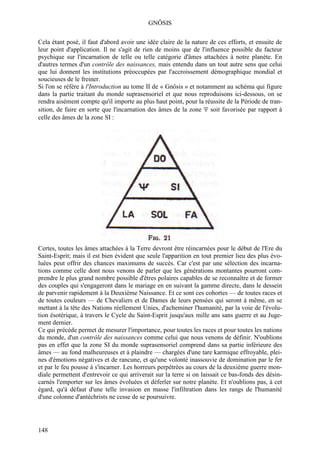 GNÔSIS

Cela étant posé, il faut d'abord avoir une idée claire de la nature de ces efforts, et ensuite de
leur point d'application. Il ne s'agit de rien de moins que de l'influence possible du facteur
psychique sur l'incarnation de telle ou telle catégorie d'âmes attachées à notre planète. En
d'autres termes d'un contrôle des naissances, mais entendu dans un tout autre sens que celui
que lui donnent les institutions préoccupées par l'accroissement démographique mondial et
soucieuses de le freiner.
Si l'on se réfère à l'Introduction au tome II de « Gnôsis » et notamment au schéma qui figure
dans la partie traitant du monde suprasensoriel et que nous reproduisons ici-dessous, on se
rendra aisément compte qu'il importe au plus haut point, pour la réussite de la Période de tran-
sition, de faire en sorte que l'incarnation des âmes de la zone Ψ soit favorisée par rapport à
celle des âmes de la zone SI :




Certes, toutes les âmes attachées à la Terre devront être réincarnées pour le début de l'Ere du
Saint-Esprit; mais il est bien évident que seule l'apparition en tout premier lieu des plus évo-
luées peut offrir des chances maximums de succès. Car c'est par une sélection des incarna-
tions comme celle dont nous venons de parler que les générations montantes pourront com-
prendre le plus grand nombre possible d'êtres polaires capables de se reconnaître et de former
des couples qui s'engageront dans le mariage en en suivant la gamme directe, dans le dessein
de parvenir rapidement à la Deuxième Naissance. Et ce sont ces cohortes — de toutes races et
de toutes couleurs — de Chevaliers et de Dames de leurs pensées qui seront à même, en se
mettant à la tête des Nations réellement Unies, d'acheminer l'humanité, par la voie de l'évolu-
tion ésotérique, à travers le Cycle du Saint-Esprit jusqu'aux mille ans sans guerre et au Juge-
ment dernier.
Ce qui précède permet de mesurer l'importance, pour toutes les races et pour toutes les nations
du monde, d'un contrôle des naissances comme celui que nous venons de définir. N'oublions
pas en effet que la zone SI du monde suprasensoriel comprend dans sa partie inférieure des
âmes — au fond malheureuses et à plaindre — chargées d'une tare karmique effroyable, plei-
nes d'émotions négatives et de rancune, et qu'une volonté inassouvie de domination par le fer
et par le feu pousse à s'incarner. Les horreurs perpétrées au cours de la deuxième guerre mon-
diale permettent d'entrevoir ce qui arriverait sur la terre si on laissait ce bas-fonds des désin-
carnés l'emporter sur les âmes évoluées et déferler sur notre planète. Et n'oublions pas, à cet
égard, qu'à défaut d'une telle invasion en masse l'infiltration dans les rangs de l'humanité
d'une colonne d'antéchrists ne cesse de se poursuivre.




148
 