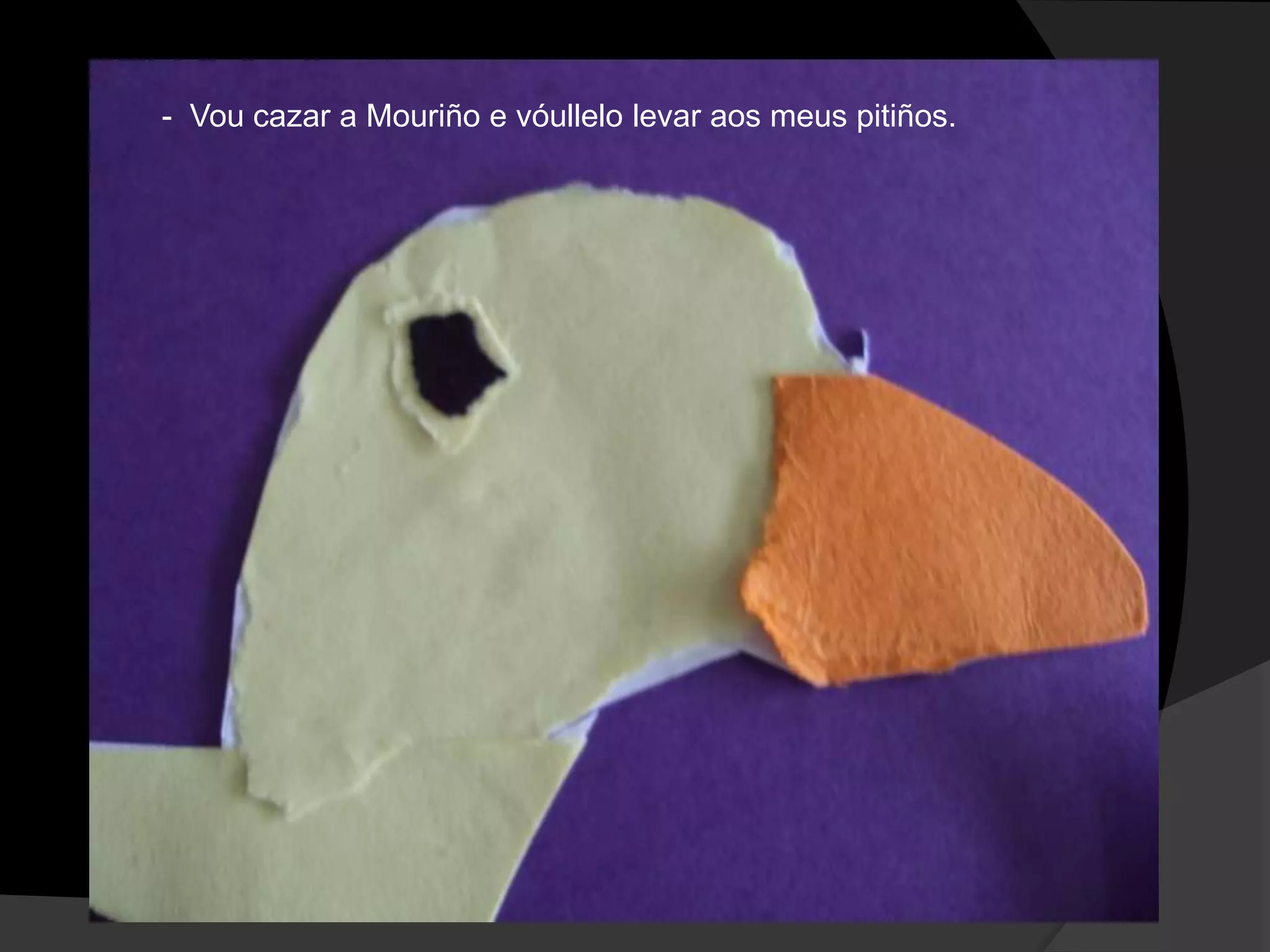 - Vou cazar a Mouriño e vóullelo levar aos meus pitiños.

 