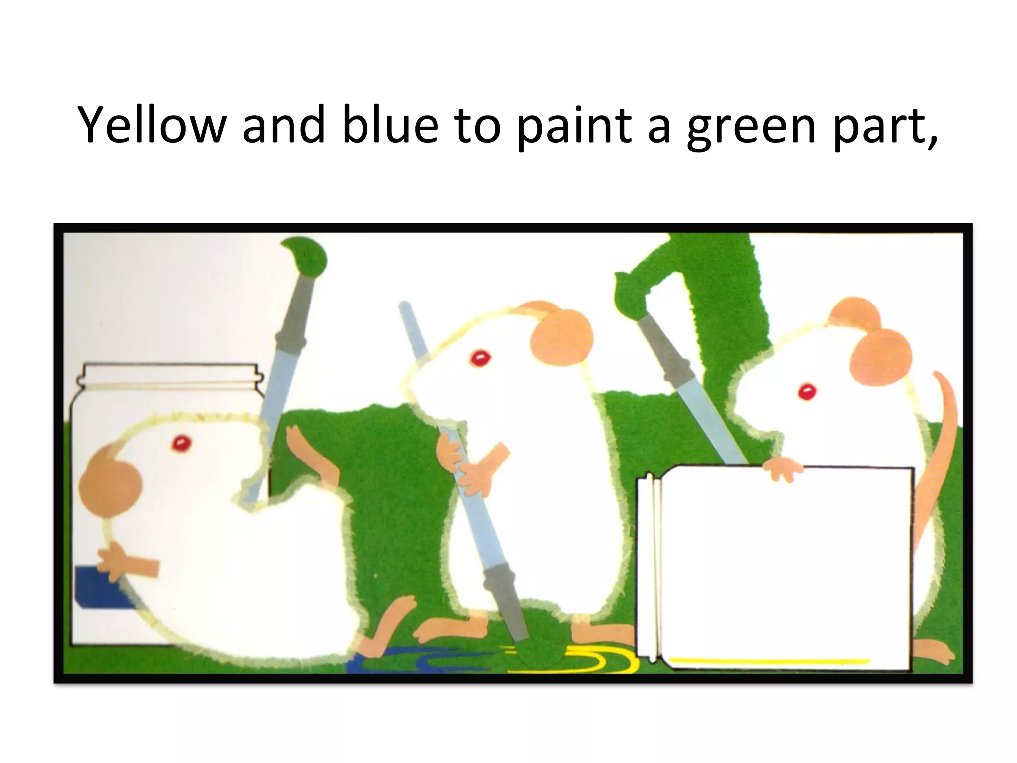 Yellow and blue to paint a green part, 