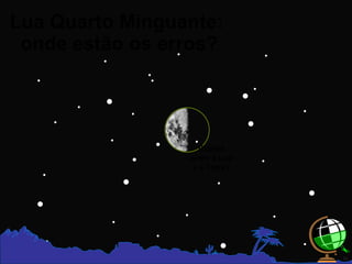 Lua Quarto Minguante:  onde estão os erros? Estrela entre a Lua e a Terra ! 