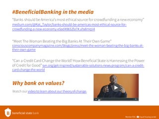 #BeneficialBanking in the media
“Banks should be America’s most ethical source for crowdfunding a neweconomy”
medium.com/@...