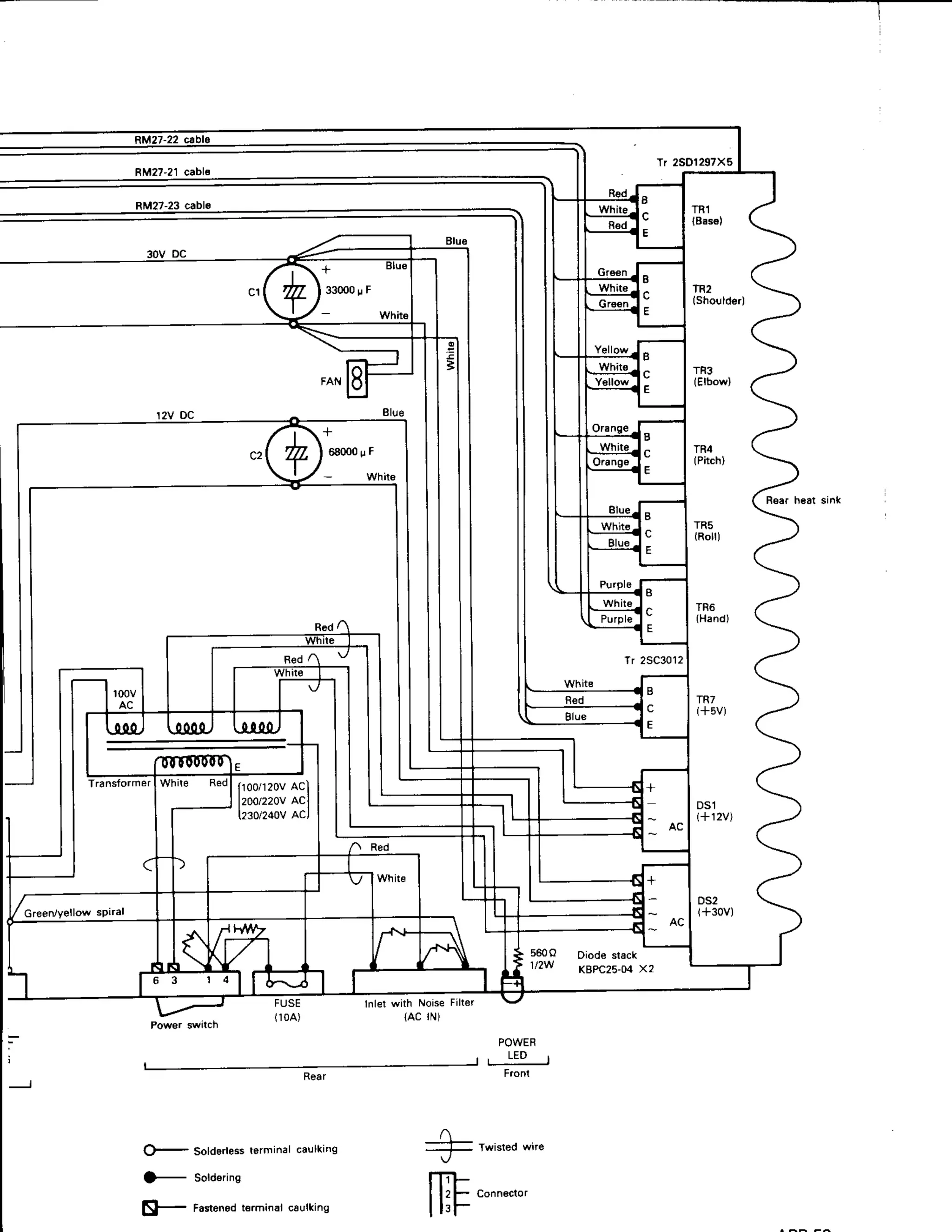 l
RM27'21 cabl€
G- SoHe.tess
terminalcaulking
O- sold€rins
$|- rastenea
t€rminalcsulkins
lnlet with NoiseFilter
lAC rN)
Tr 2SC3012
POWER
r L E D I
5600 Diode srack
1t2v'l KBPC2s_MX2
 