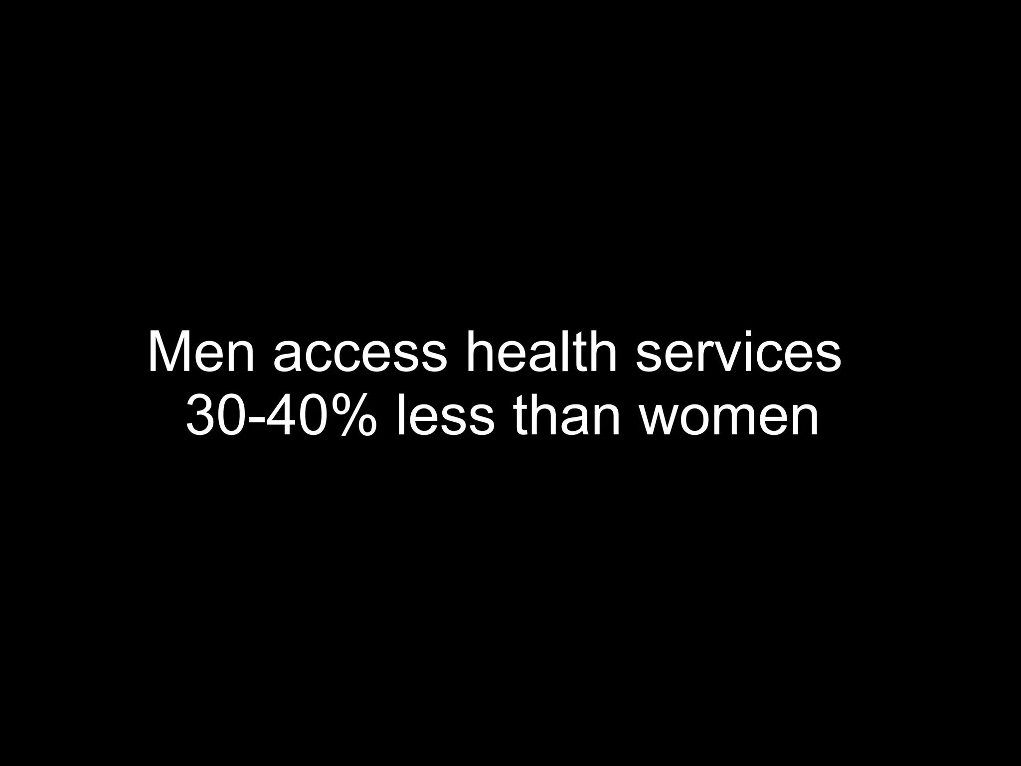 Men access health services 30-40% less than women