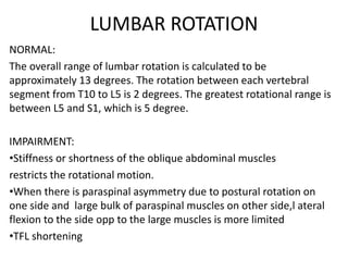 Movement impairments of cervical and lumbar spine | PPTX