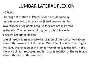 Back Rom Lateral Rotation Movement impairments of cervical and lumbar spine | PPTX