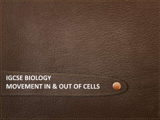 IGCSE BIOLOGY
MOVEMENT IN & OUT OF CELLS
 