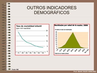 OUTROS INDICADORES DEMOGRÁFICOS Prof. ISAAC BUZO SÁNCHEZ Fonte: INE 