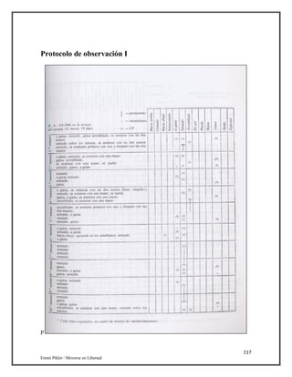 117
Emmi Pikler / Moverse en Libertad
Protocolo de observación I
P
 