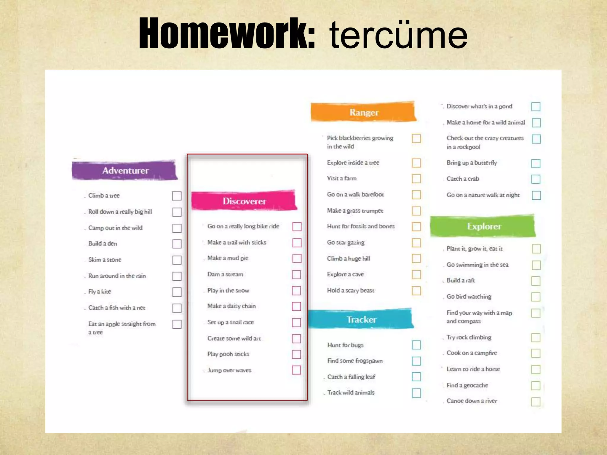 Homework: tercüme