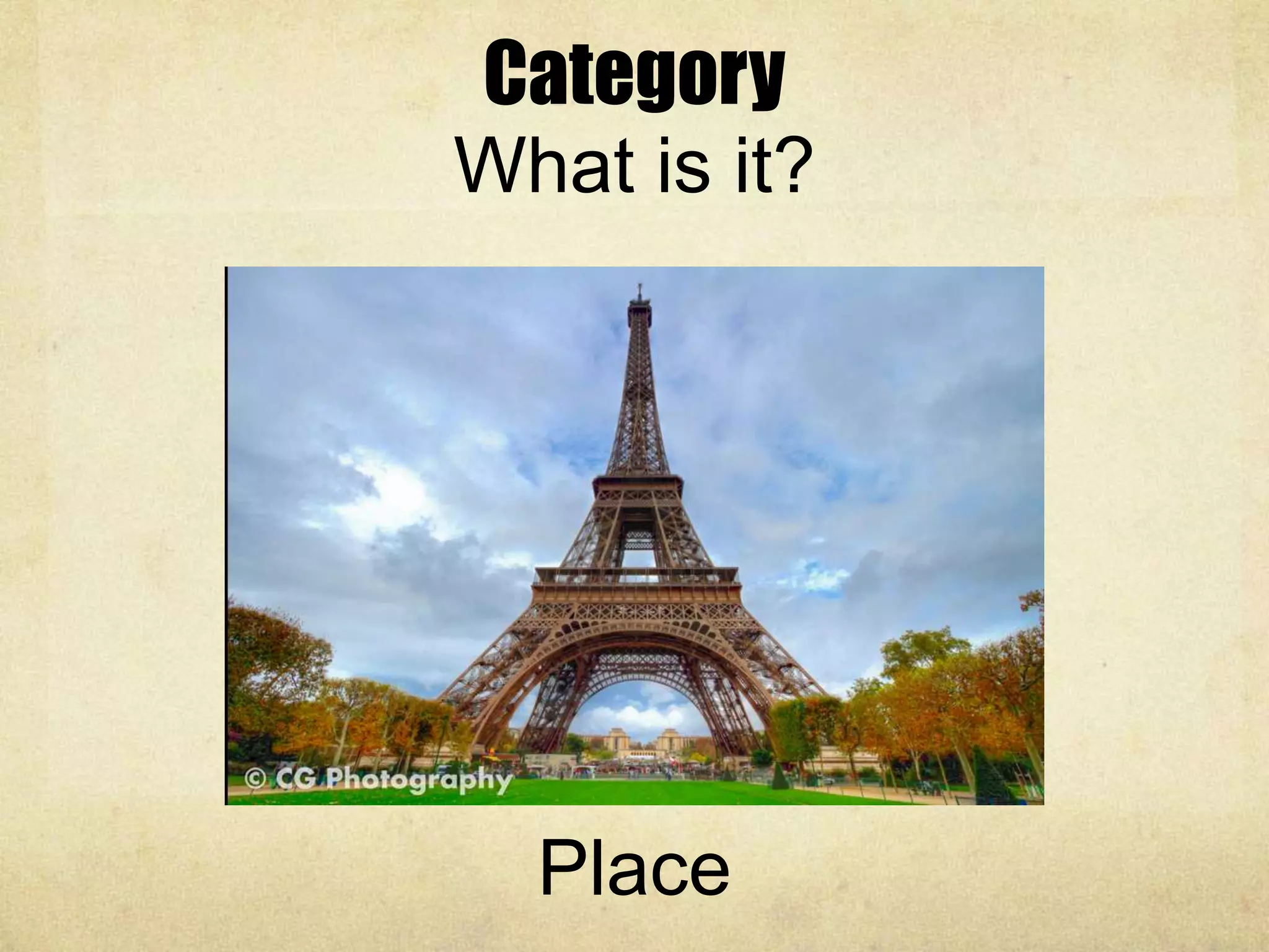 Category
What is it?
Place