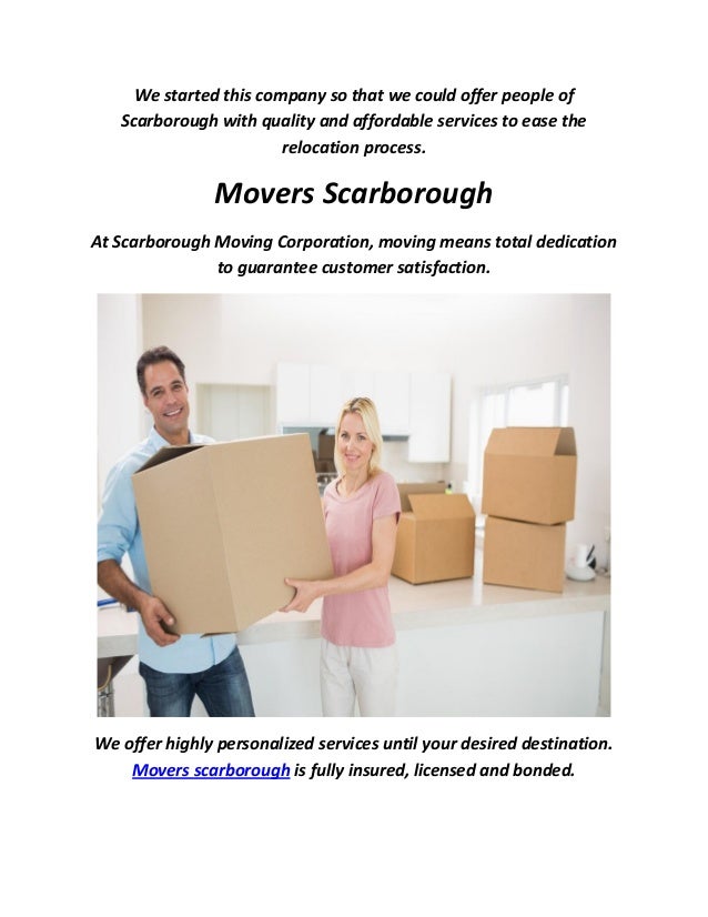 Scarborough Moving Corporation In Toronto