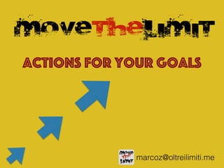 movethelimit
Actions for your goals
marcoz@oltreilimiti.me
 