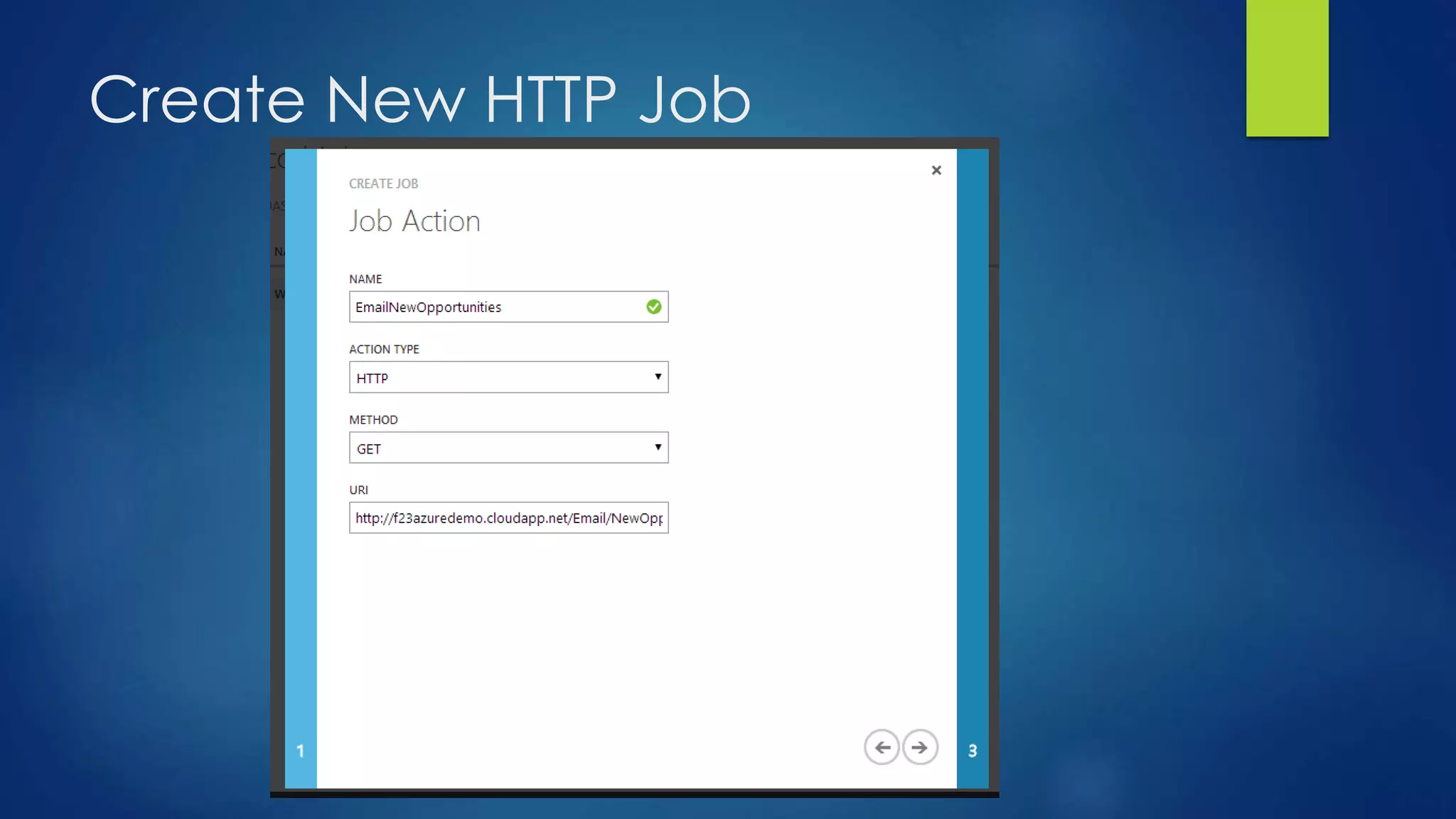 Create New HTTP Job
 