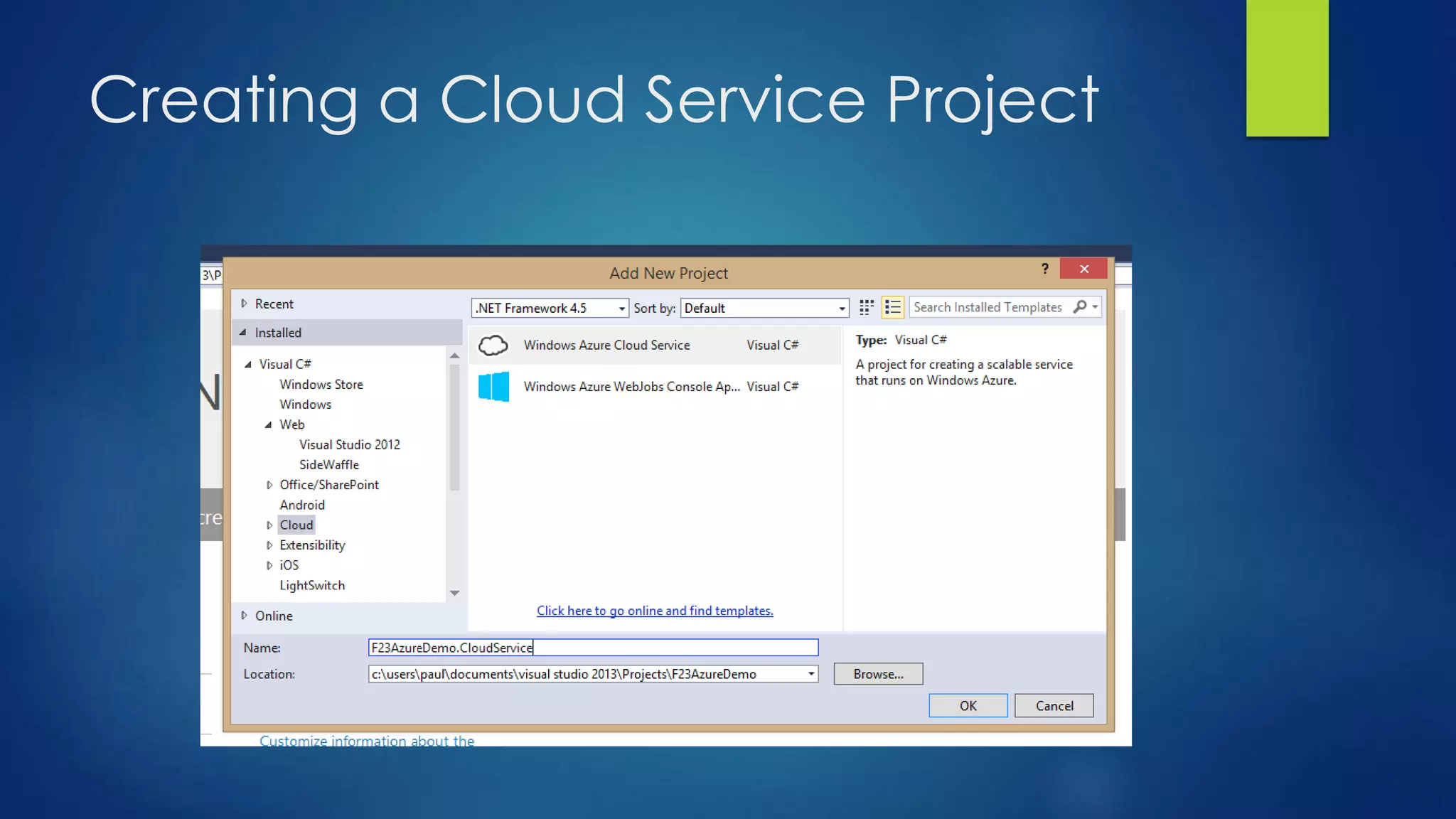 Creating a Cloud Service Project
 